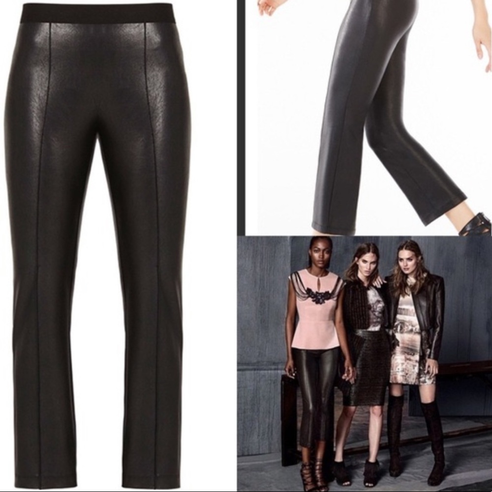BCBG MaxAzria Tate XS Faux Leather Black Pant NEW